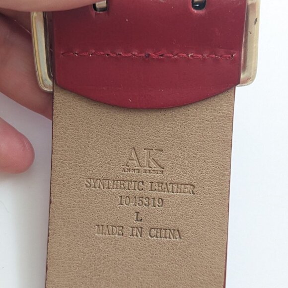 Anne Klein Vegan Leather 2 Prong Silver Tone Belt Retro Y2K 90's Red - Picture 4 of 7